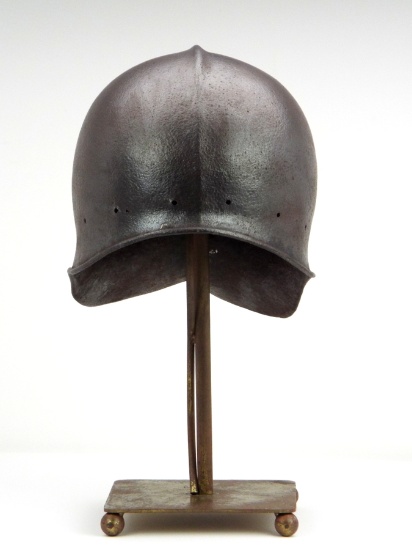 Interesting European 16th-17th C. German Or Italian Archers Sallet Helmet With Unusual Side Edge For
