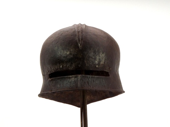 Rare 15th-16th C. German Or Italian Sallet Helmet With A Struck Maker's Mark And Riveted Inner Linin