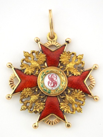 Antique Imperial Russian Gold Cross Of St. Stanislavs 3rd Category By Edvard