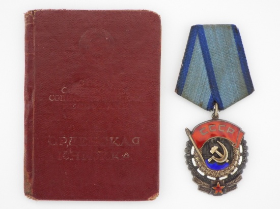 Russian Soviet Silver Order Of The Red Banner Of Labour Of The Ussr Instituted 1928 With Document