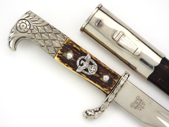 Mint Long Matching Numbers German WWII Police Officers Bayonet by A. COPPEL. The Solid Nickel-Plated