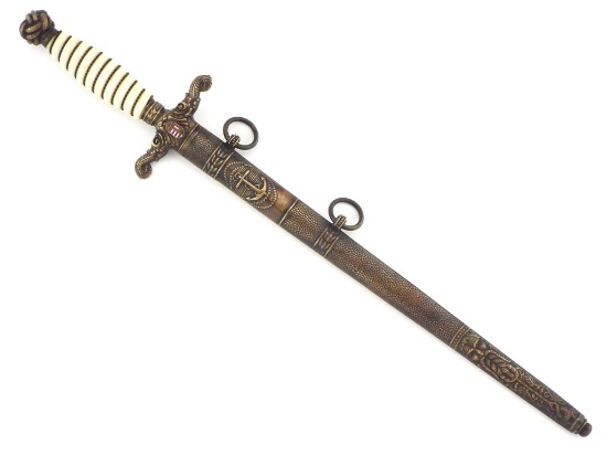 Very Nice Hungarian WWI To WWII Naval Officers Dagger Navy Dirk