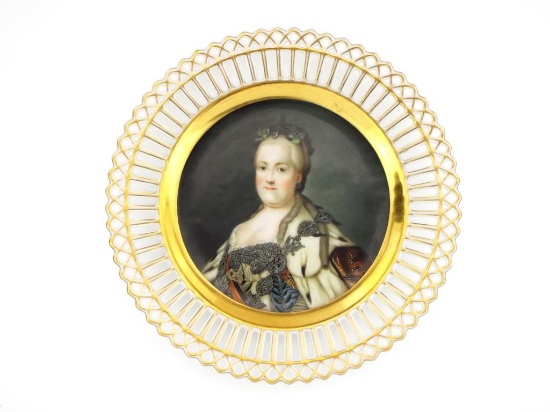 Decorative Porcelain Plate With Russian Empress Catherine Ii, Called Catherine The Great (r. 1761â€“