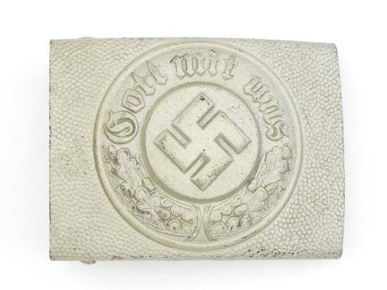 German Wwii Police Pebbled Aluminum Nco Belt Buckle
