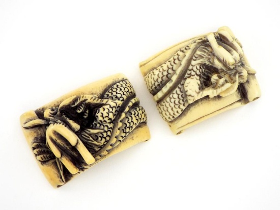 2 Antique Very Fine Hand Carved Japanese Netsuke
