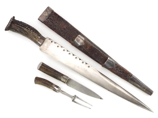 Rare Antique Scottish Or Irish Officer's Silver Mounted Dirk Dagger