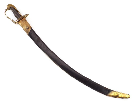 British Napoleonic Era Flank Officers Sword Blued And Gilt Blade