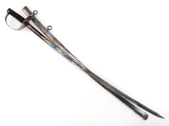 Very Fine 19th. C. Italian High Ranking Officers Sword Date 1832 With Blued Gilt Blade