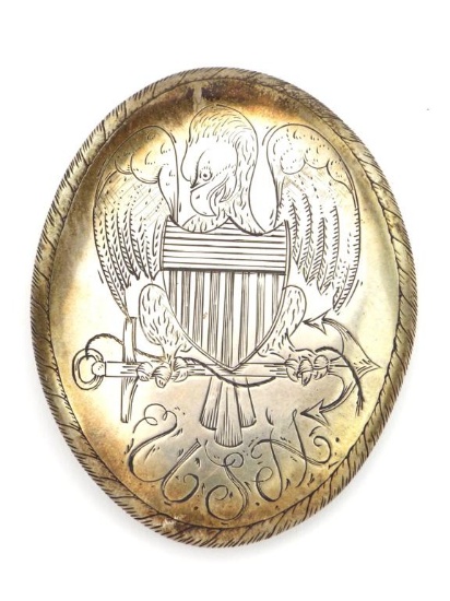 Very Rare American War Of 1812 Silver Naval Officers Shoulder Belt Plate