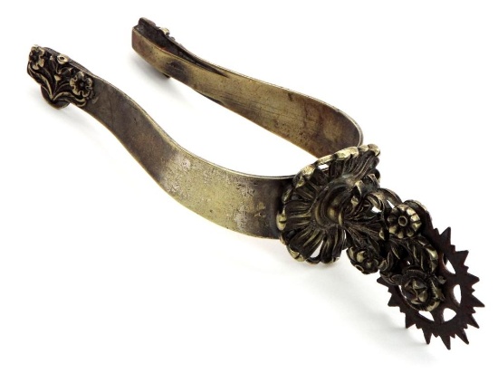 Antique Hand Forged And Chiseled European Single Spur. Full Length 10.5 Inches