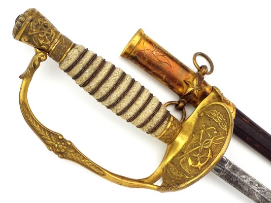Exceedingly Rare American Civil War Naval Doctors Ided Navy Sword By Horstmann