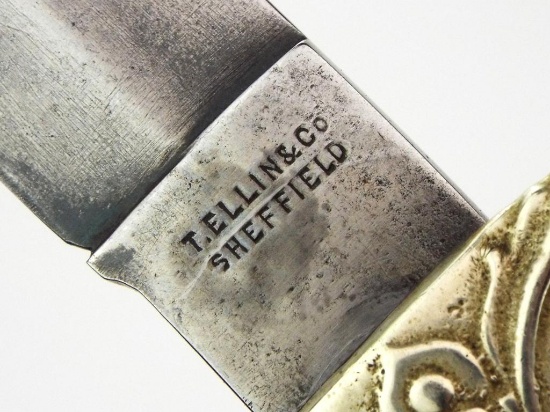 California Gold Rush To Civil War Huge Folding Knife By T. Ellin Sheffield