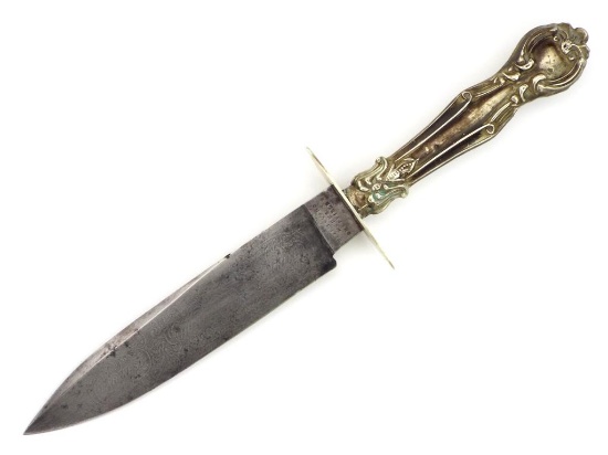 California Gold Rush To Civil War Etched Bowie Knife By Wragg Sheffield