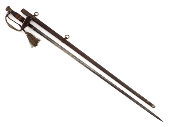 Antique American M-1860 Cavalry Officer's Sword With Etched Blade