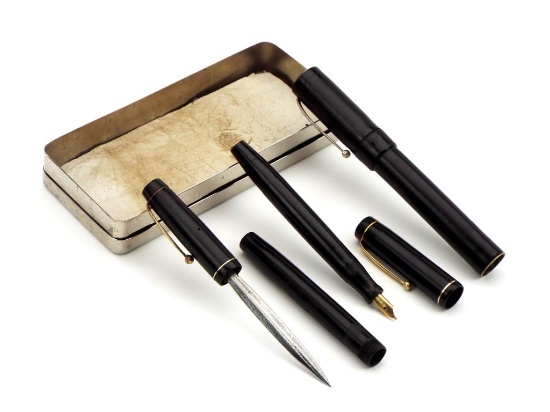 British Wwii Escape And Evasion Set Of 3 Fountain Pen With Enclosed Reference Info