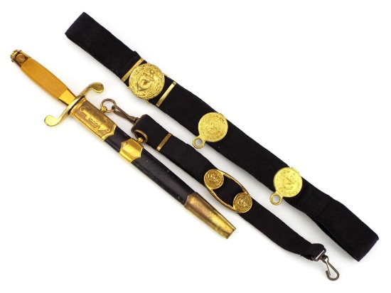 Soviet Russia Post Wwii Naval Officers Dagger With Belt And Hangers