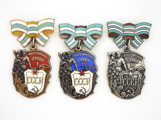 3 Soviet Russian Medal Order Of Maternal Glory Motherhood
