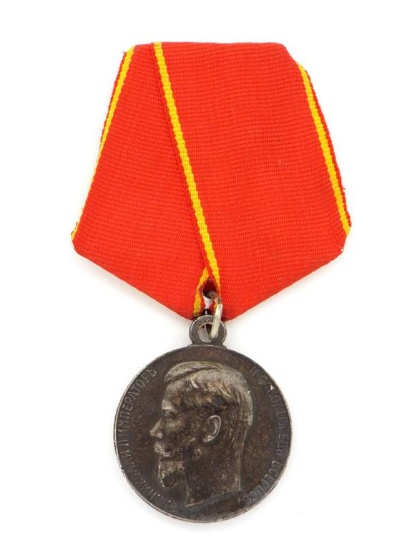 Imperial Russian Nicholas Ii Medal For Zeal In Silver