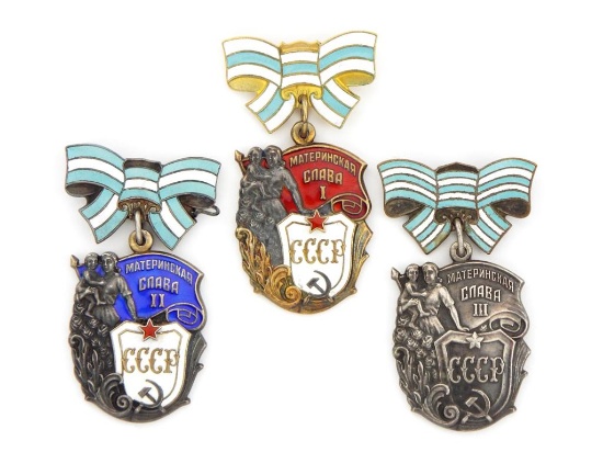 3 Soviet Russian Medal Order Of Maternal Glory Motherhood