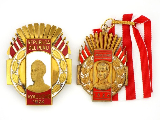 Peruvian - Lot Of Two - Military Orders Of Ayacucho