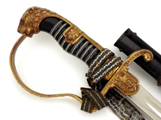 German Wwii Officers Lion Head Sword By Eickhorn Solingen