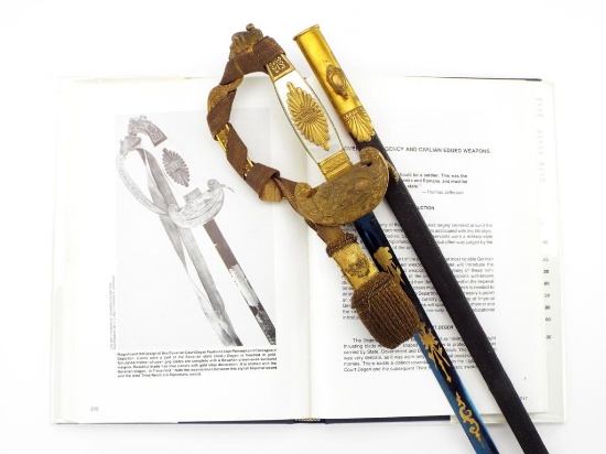 Royal Bavarian Civil Officials Court Degen With Blued Gilded Etched Blade
