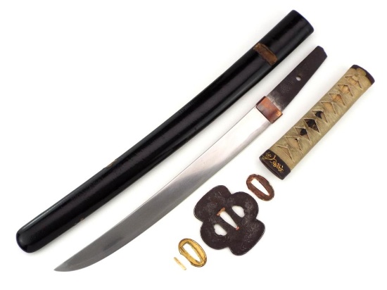 Antique Japanese Samurai WAKIZASHI Sword Dagger. Nice Mounts with SHINTO Blade