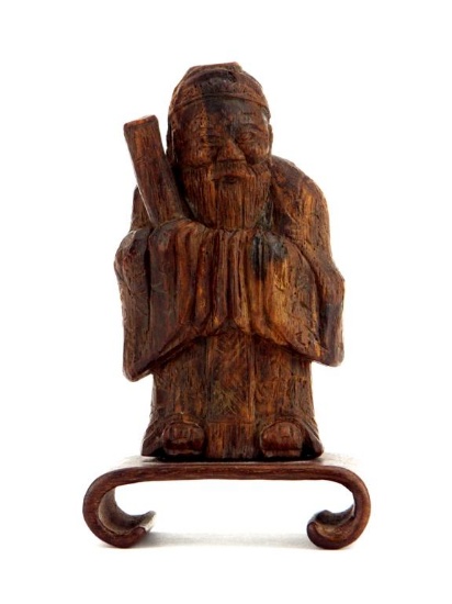 Antique Chinese Hand Carved Wooden Priest
