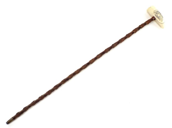 Antique Naval Walking Cane, Navy Scrimshaw Handle