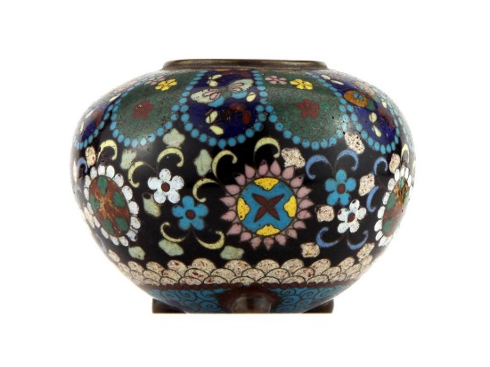 Antique Chinese Blue Cloisonne Vase