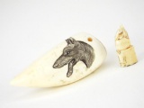 Antique Chinese Seal and Nice Scrimshaw Carving