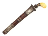 Very Nice Antique Silver Indonesian Philippine Pugnal Dagger FINE Handle