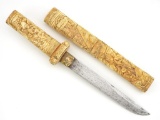 Antique Japanese Ladys Tanto Geisha Knife Dagger Nice Carved Mounts and Scabbard