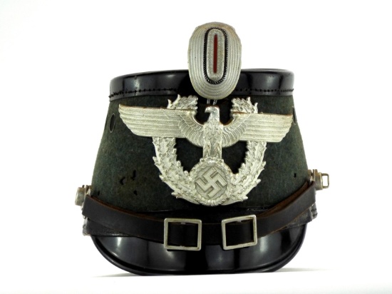 German WWII Police Shako By H. BECKER & CO. BERLIN with Aluminum Insignia