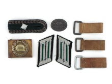German WWII Mixed Militaria Grouping Including BUCKLE & COLLAR TABS