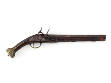 Ottoman 18th-19th C. Holster Pistol GILT MAKER MARKS & CARVED WALNUT