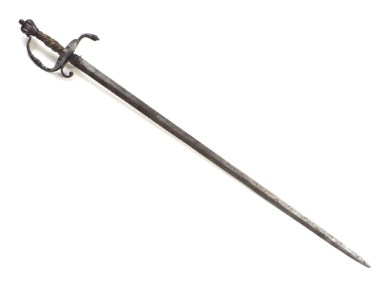 French 17th C. Transitional Military Sword with PIERCED SHELL GUARD