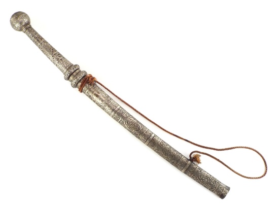 Antique Burmese Dha Story Sword SILVER KOFTGARI & REPOUSSE