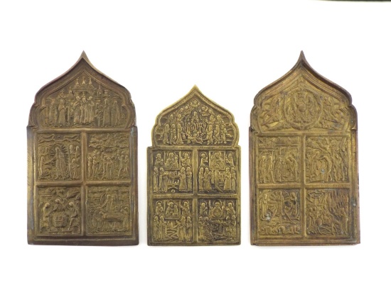 Russian Imperial Old Believer Travel Icon Leaves Set In CAST BRONZE
