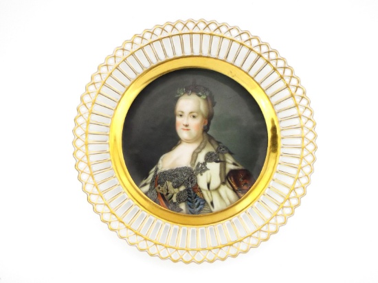 Decorative Porcelain Plate with Russian Empress Catherine II, called Catherine the Great