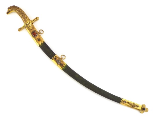 Ottoman Greek 19th C. GILT & JEWEL ENCRUSTED sword
