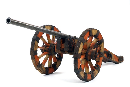Polish or Hungarian 18th C. Ottoman Cannon Trophy SILK ROAD STEEL & Silver Koftgari