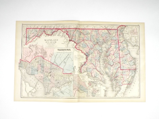 1880 Gray Map of Maryland Delaware and Washington DC
