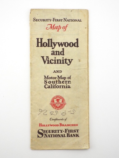 1930 Map of Hollywood California - Security First National Bank Map of Hollywood and Vicinity