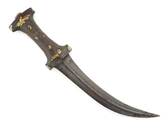 Indo Persian WOOTZ Jambiya Dagger with Gold Koftgari