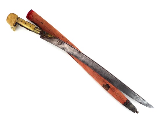 Ottoman Balkan 18th-19th C. Short Sword BONE HILT & SILVER INLAY