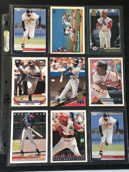 Deion Sanders 9 Card Baseball Lot in Pages - Different years, conditions