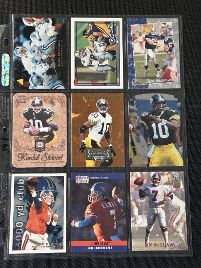9 Card Football Lot in Pages - Different players, years, conditions