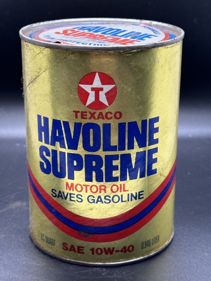 Texaco Havoline Supreme Motor Oil Can 1 Quart Empty