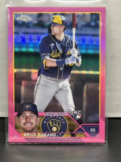 Brice Turang 2023 Topps Chrome Pink Refractor Rookie RC #170